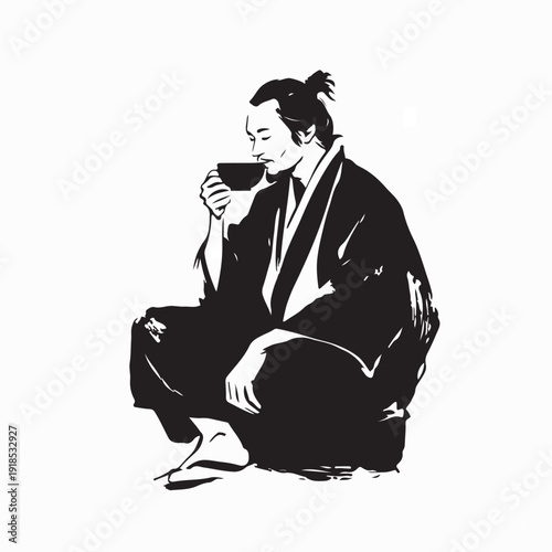 Japanese Culture Tea Ceremony Illustration Vector on White Background