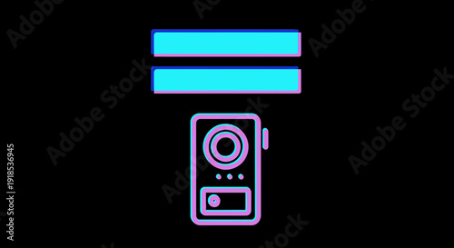 server and camera icon, digital technology, data storage, network connection, security