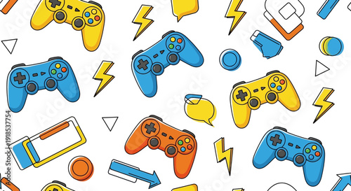 game controllers pattern background, gaming design