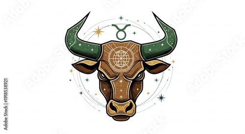 Taurus zodiac symbol bull head astrology illustration