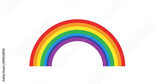 Vibrant rainbow arc with red orange yellow green blue and purple hues on white background symbolizing hope and diversity