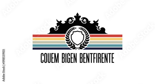 vintage emblem design, retro badge, shield logo, elegant crest, banner illustration