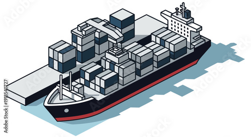 Container Ship Docked at Port Loading Cargo Containers.