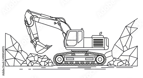 Heavy Duty Excavator Machine Working in a Quarry Site.