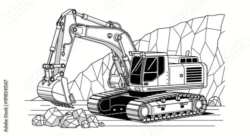 Heavy-duty excavator machine for construction and mining operations.