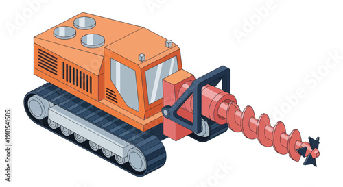 Heavy-duty orange tracked auger drill machine for construction work.