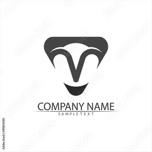 Bull horn and buffalo logo and symbols template icons app