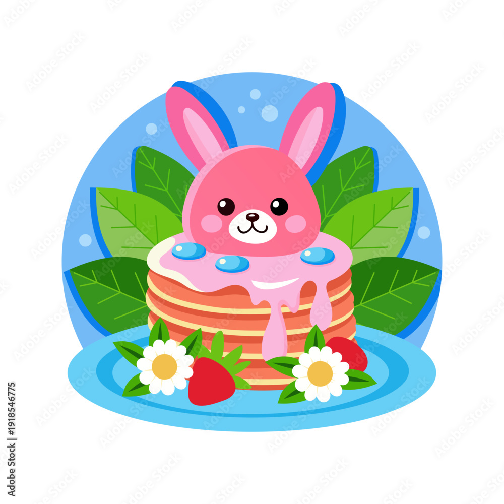 Fototapeta premium Flat illustration depicting easter pancakes