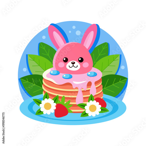 Flat illustration depicting easter pancakes