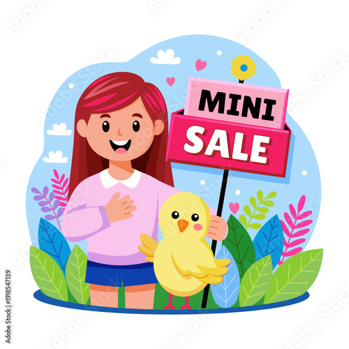 An illustration showing mini sale designed in flat style