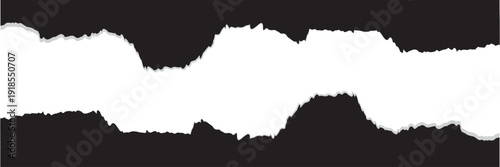 Black Torn Paper Edge Border Background. Abstract black torn paper edge isolated on white background, ideal for grunge designs, banners, headers, and creative frame layouts.

