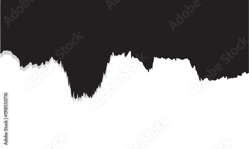 Black Torn Paper Edge Border Background. Abstract black torn paper edge isolated on white background, ideal for grunge designs, banners, headers, and creative frame layouts.

