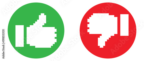 Thumbs up and thumbs down icon set. Like dislike hand gesture symbols for approval, rejection, rating, review, feedback