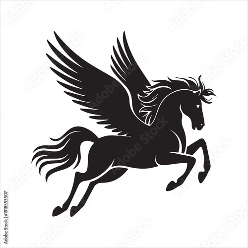 Pegasus Silhouette Vector Icon – Mythical Winged Horse Illustration