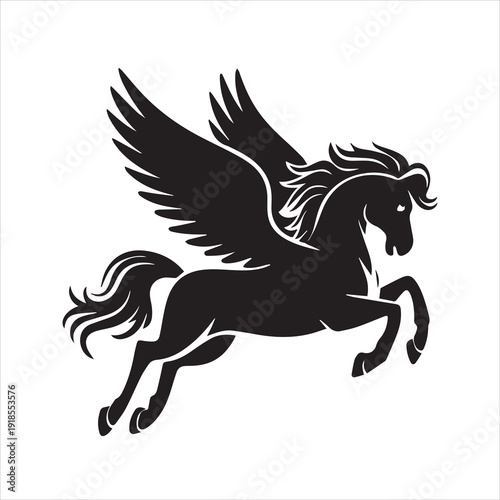 Pegasus Silhouette Vector Icon – Mythical Winged Horse Illustration