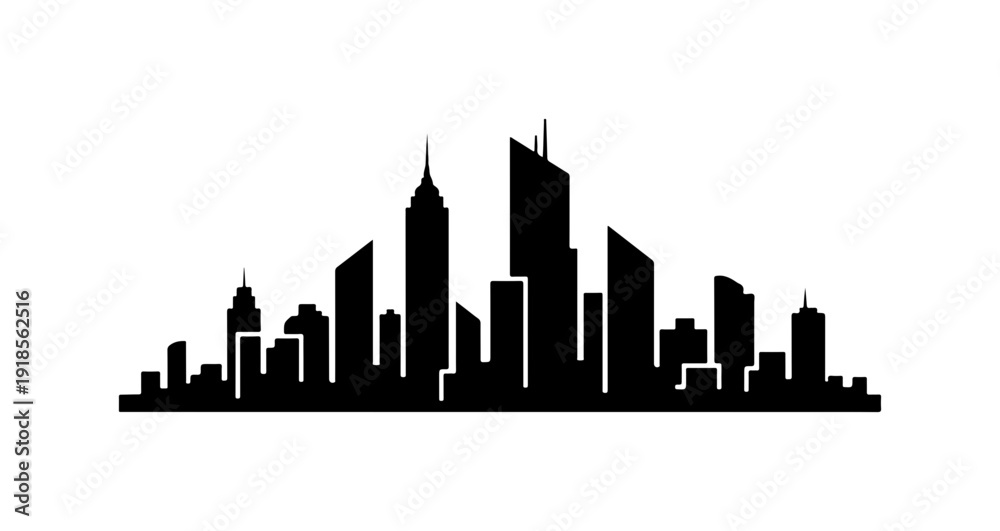 Fototapeta premium Modern Minimalist Skyline Vector Illustration