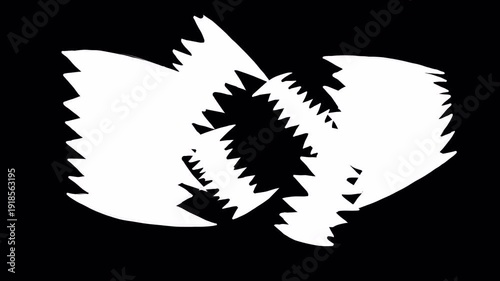 Cartoon teeth transition on black screen. Sharp jaws fill the frame in 4K with alpha channel. Stock bite effect for dynamic scene change.
