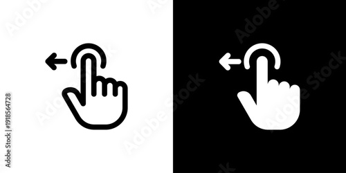 Swipe Left icon concept with flat Black White Background. Vector illustration.