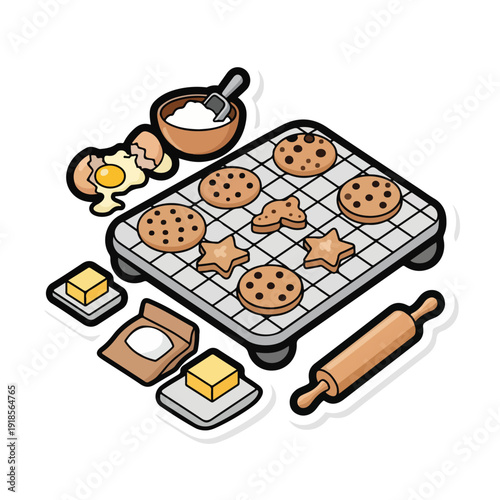 Baked cookies on a cooling rack