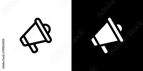 Megaphone icon concept with flat Black White Background. Vector illustration.