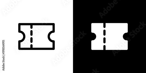 Ticket icon concept with flat Black White Background. Vector illustration.