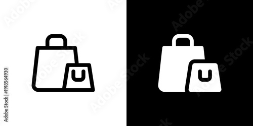 Shopping Bag icon concept with flat Black White Background. Vector illustration.