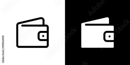 Wallet icon concept with flat Black White Background. Vector illustration.