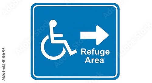 Disabled access refuge area sign board.