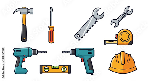 Essential Construction & Home Improvement Tools Collection - Vector Icon Set