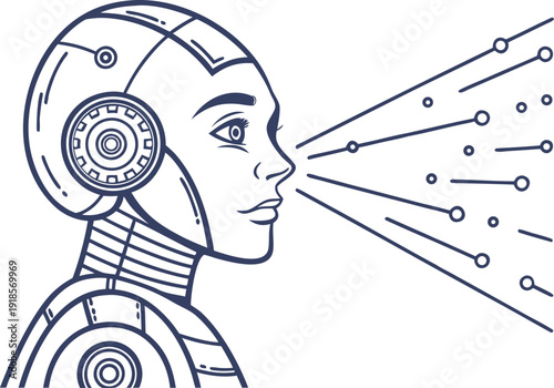 AI Robotic Eye Scan Icon for Computer Vision, Monitoring, and Intelligent Recognition