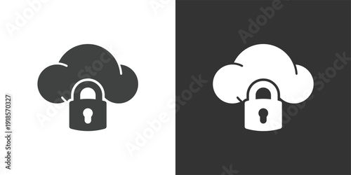 Cloud Security Icon. Solid glyph series icon