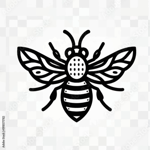 Black and White Bee Illustration 1.