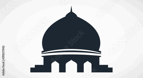 Religious Building Silhouette, Islamic Dome Architecture Icon, Mosque Symbol