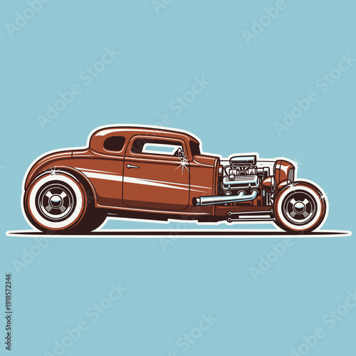 Vintage Hot Rod Car Illustration - Classic Custom Automobile