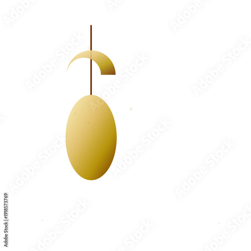 Yellow mango hanging from a tree branch.