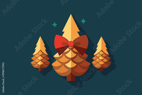 Charming pinecones adorned with festive bows, presented as decorative elements for Christmas trees or holiday season crafting projects.