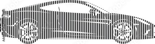 Stylized sports car silhouette graphic using vertical black lines