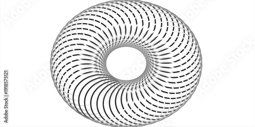 Abstract circular, spiral element isolated. Monochrome graphic.