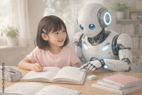 女の子の家庭教師をするフィジカルAI(AIロボット)
tutor
Physical AI 
AI Robot