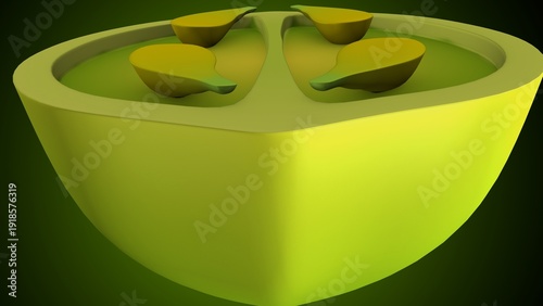 Lemon inner structure anatomy. 3d illustrations