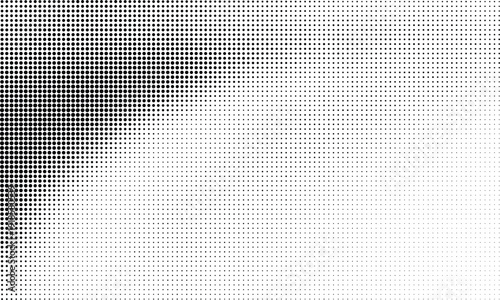 Diagonal halftone dot gradient background with circular elements fading into white space