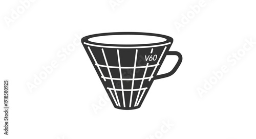 Simple black and white illustration of a pour over coffee dripper.