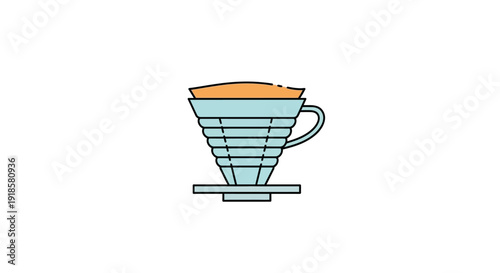 Pour over coffee maker with coffee in a minimalist design.