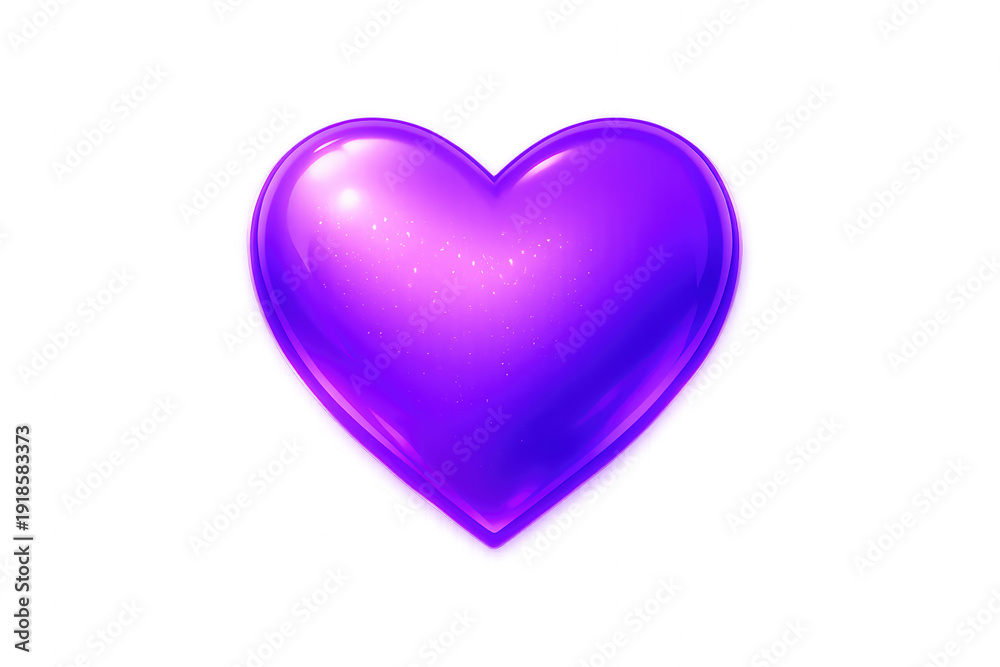 Fototapeta premium Purple glossy 3d heart balloon creating an icon of love and romance, representing passion, care, and emotional connection