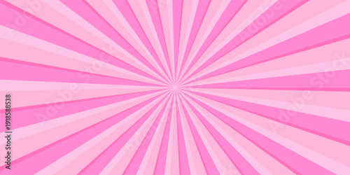 Retro candy cane spiral background with strawberry cream swirls. Pink whirlpool bg. Whimsical Y2K vortex pattern featuring pastel pink and white radial beams in psychedelic cartoon style.