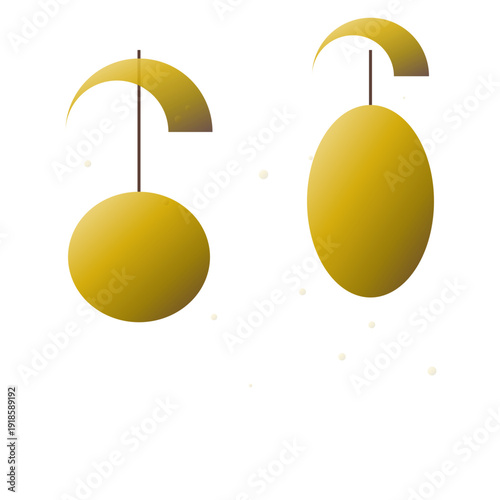 Two yellow earrings with umbrella-shaped charms on a white background.