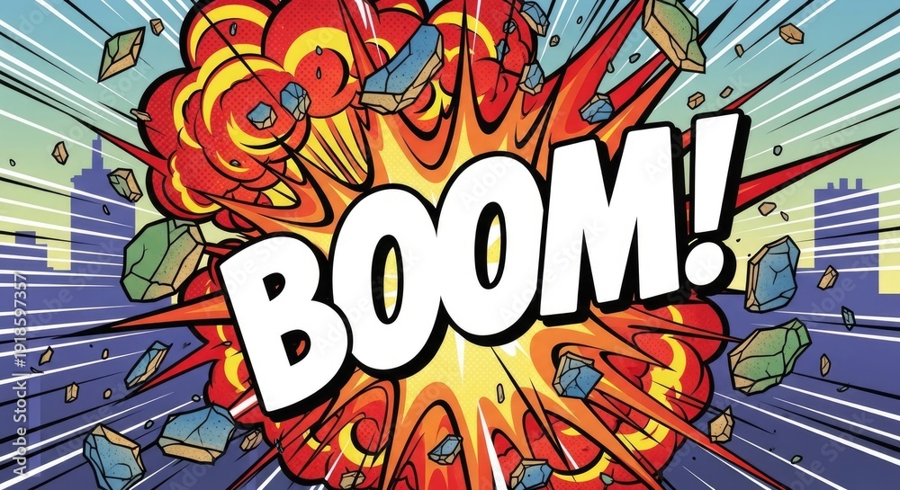Fototapeta premium Comic Book Explosion - A Dynamic Visual.