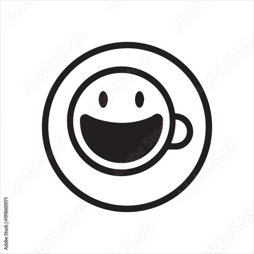 Coffee Art Smiley Outline Icon Vector Illustration