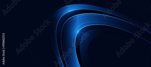 Modern Blue Glow Curve Lines on Dark Background