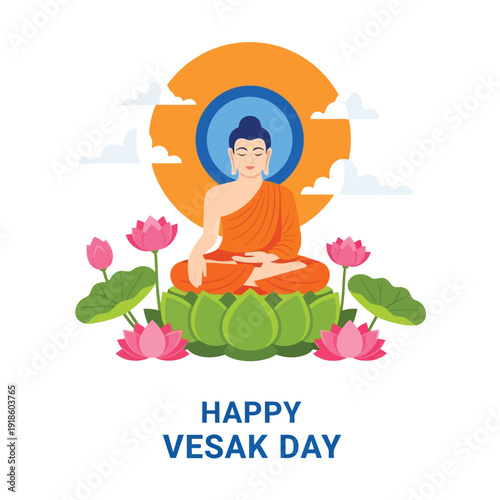 Happy Vesak Day Buddha Lotus Meditation